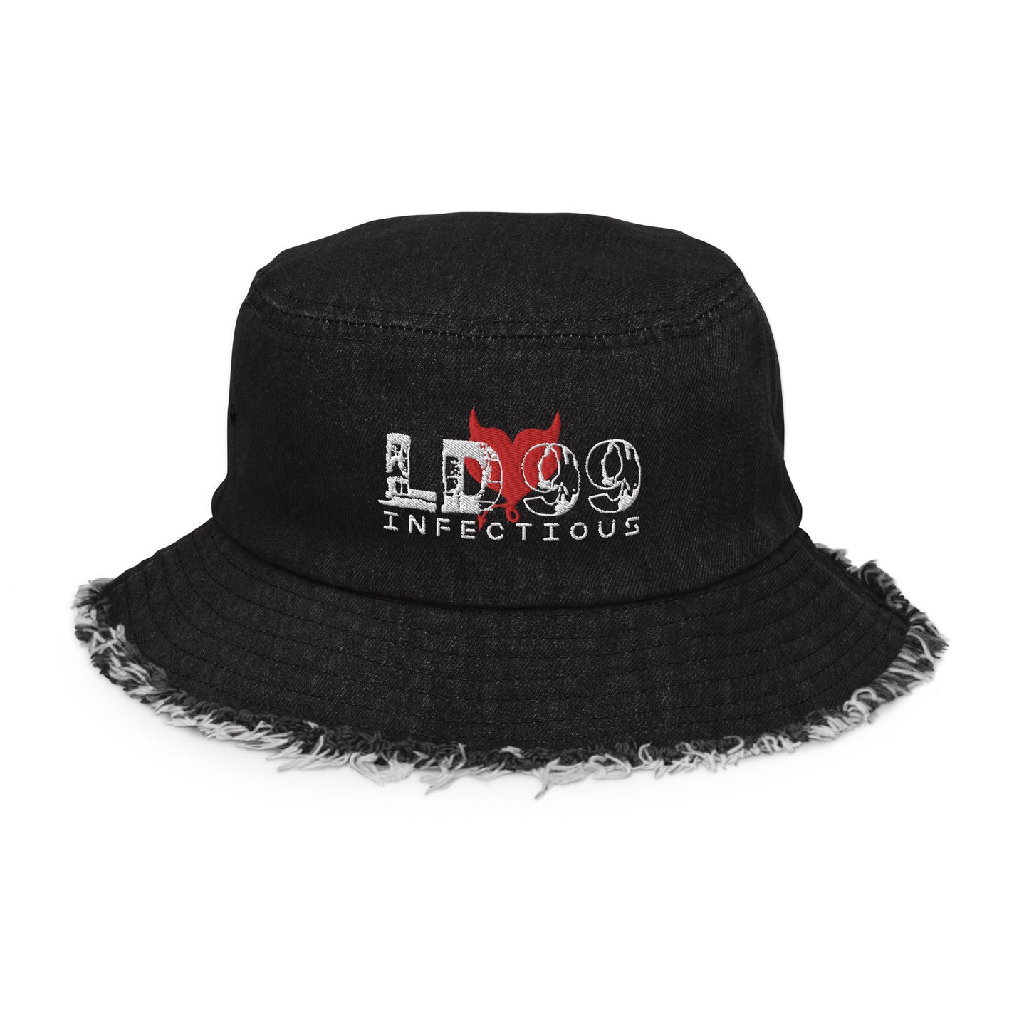 LUVDOSE 99: INFECTIOUS - Distressed denim bucket hat