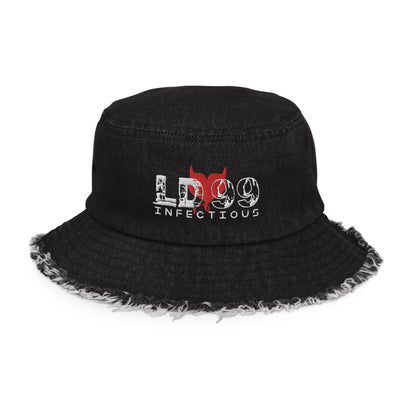 LUVDOSE 99: INFECTIOUS - Distressed denim bucket hat