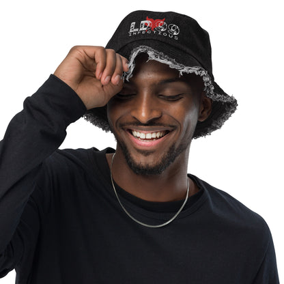 LUVDOSE 99: INFECTIOUS - Distressed denim bucket hat