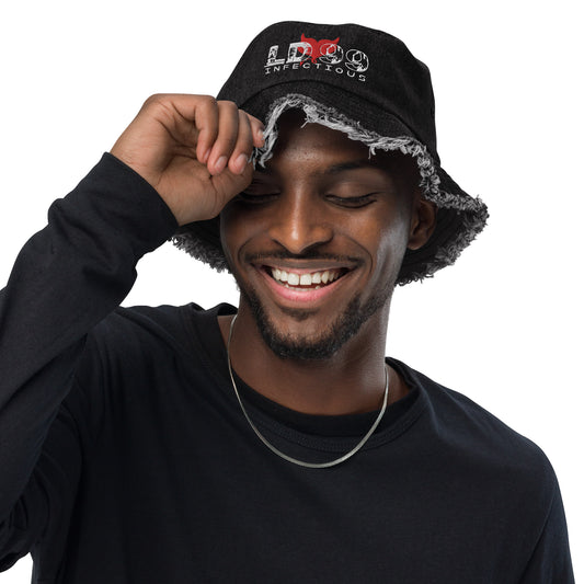 LUVDOSE 99: INFECTIOUS - Distressed denim bucket hat