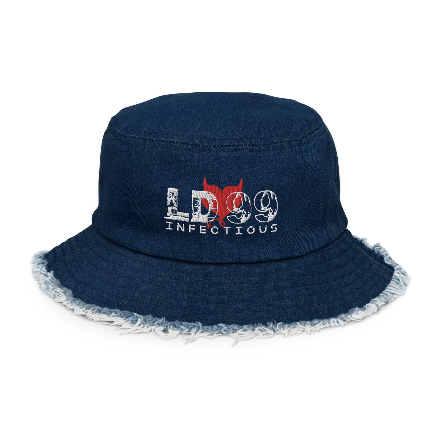 LUVDOSE 99: INFECTIOUS - Distressed denim bucket hat